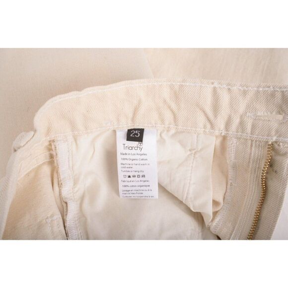 Triarchy Womens Wide Leg Cropped Gaucho Jeans Off White Ivory US 0 EU 25 New - Picture 7 of 8